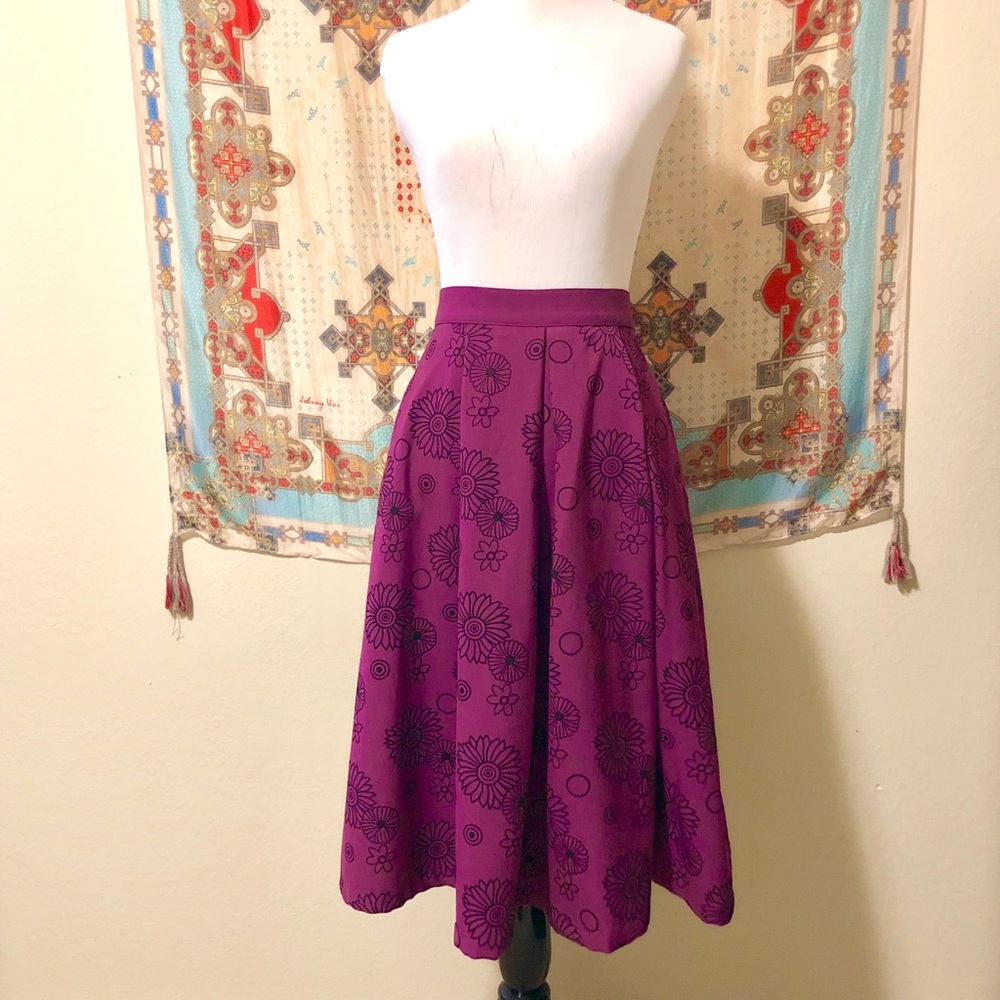 Bettie Page Clothing Wildflower Purple Cir Skirt